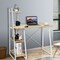 Natural White Computer Desk 4-Tier Particle Board Iron Frame X Design